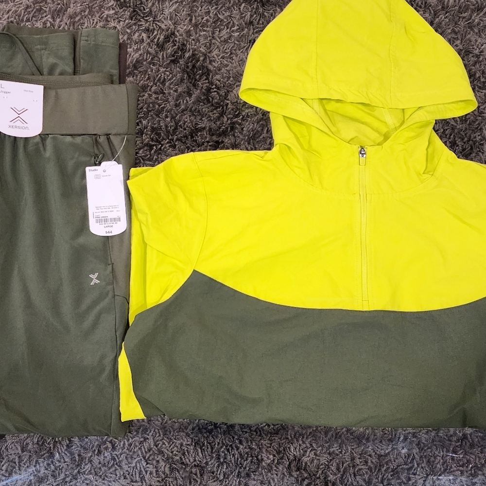 New Women Two-Tone Green and Yellow Jacket & Green Pant Set